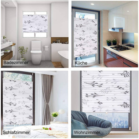 Rootz Pleated Folding Roller Blind - Collo Klemmfix - Window Shade - Easy Assembly - 90x130 cm - Tear-Resistant Polyester - Anti-Fade & Wear-Protected