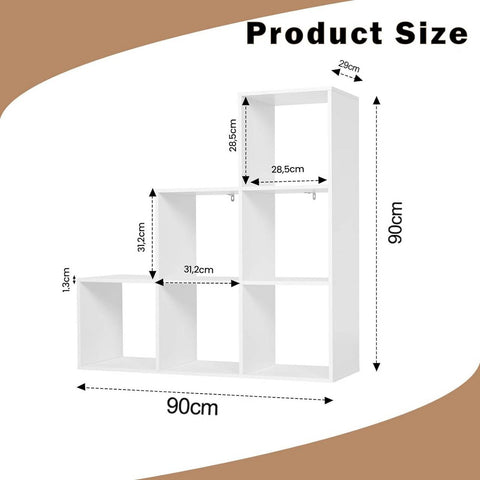 Rootz Modern Chic Bookcase - Stylish Bookshelf - Storage Organizer - Ample Space - Durable & Water-Repellent - Versatile White Finish - 90x29x90 cm