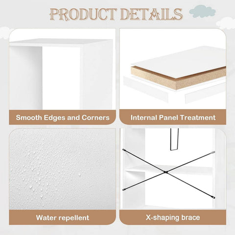 Rootz Modern White 4-Tier Bookshelf - Storage Shelf - Display Rack - Durable E1 Wood - Space-Saving - Scratch-Resistant - 60cm x 149cm x 30cm