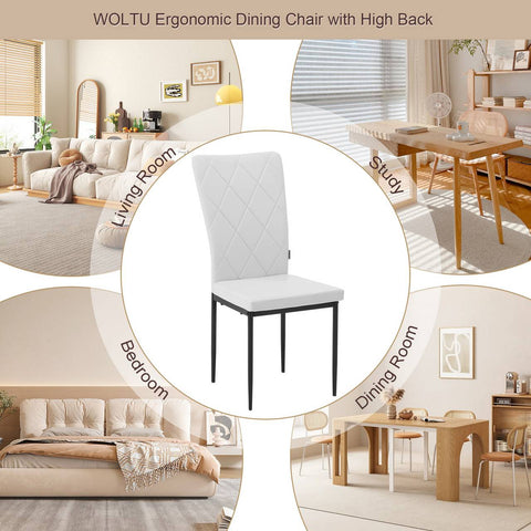 Rootz Dining Chairs Set of 4 - Faux Leather Chairs - High Backrest Chairs - Comfortable Seating - Ergonomic Support - Durable Metal Frame - 42cm x 94.5cm x 59cm