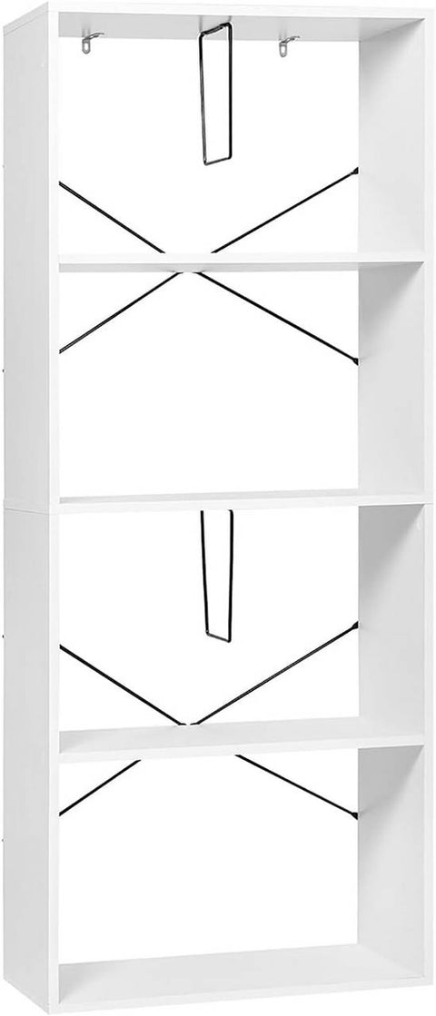 Rootz Modern White 4-Tier Bookshelf - Storage Shelf - Display Rack - Durable E1 Wood - Space-Saving - Scratch-Resistant - 60cm x 149cm x 30cm