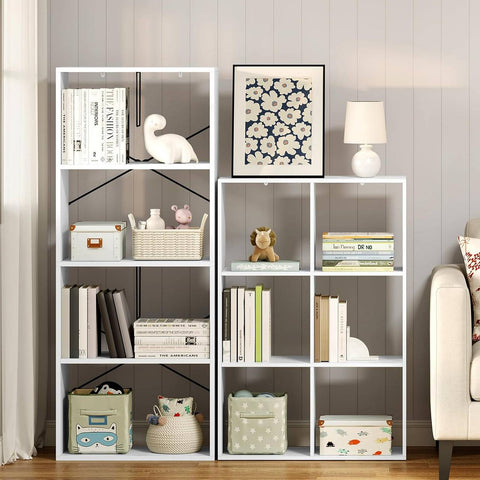 Rootz Modern White Bookshelf - Storage Organizer - Display Shelf - Space-Saving, Versatile, Sturdy - 71cm x 106cm x 29cm