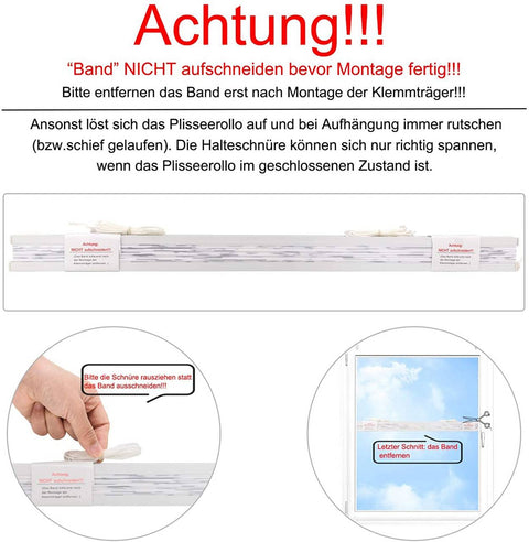 Rootz Pleated Collo Klemmfix Blinds - Window Shades - Grey Branch Motif - Tear-Resistant - 60 x 130 cm