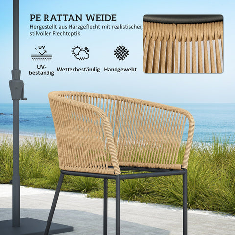 Rootz 5-Part Garden Furniture Set - Patio Table and Chairs - Outdoor Dining Set - Washable Cushions - 74H cm Table, 56B x 57T x 75H cm Chairs
