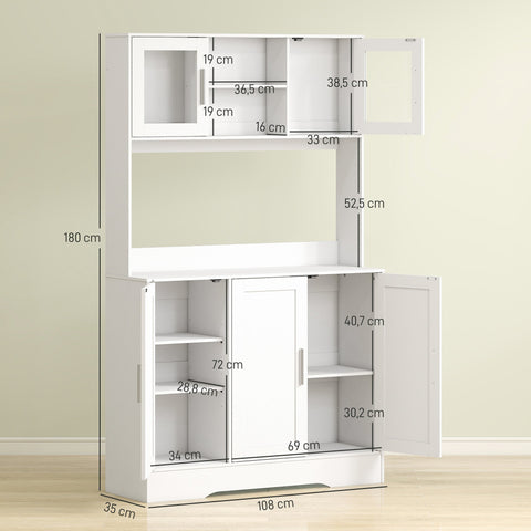 Rootz Kitchen Cabinet - Storage Unit - Scandinavian Cupboard - Adjustable Shelves - 108cm x 35cm x 180cm