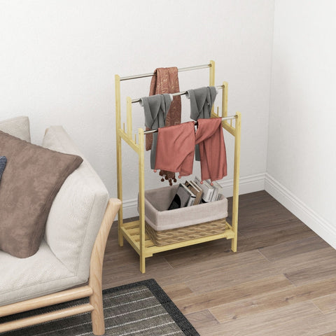 Rootz Bamboo Freestanding Towel Rail - Towel Stand - Bamboo Towel Holder - 3-Bar Design - Home Organizer - 50.5cm x 31cm x 90cm