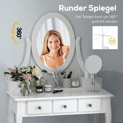 Rootz Dressing Table Set - Hairstyle - Friction Table - Spacious Storage - 80x40x140cm - White