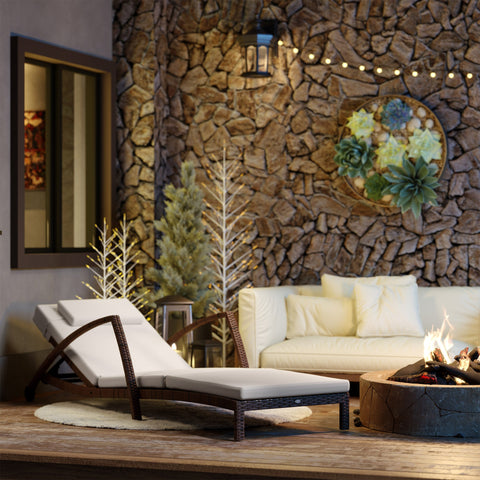 Rootz Poly Rattan Sun Lounger - Garden Lounger - Adjustable Backrest - Maximum Comfort - 185cm x 72cm x 78cm