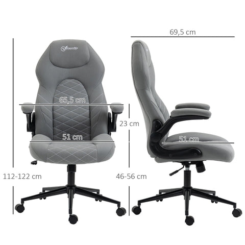 Rootz Vinsetto Office Chair - Ergonomic Desk Chair - Adjustable Height Chair - Rocker Function - Fold-Up Armrests - 65.5cm x 69.5cm x 112-122cm