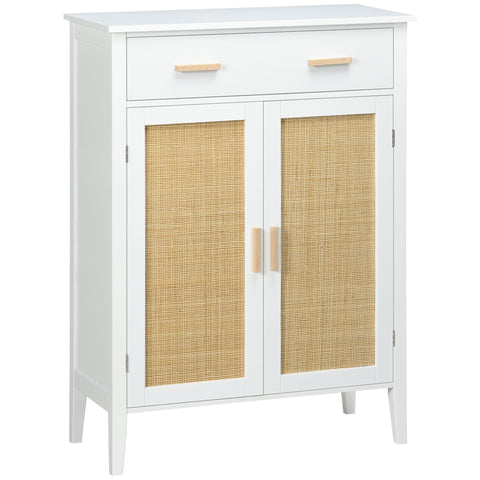 Rootz Shoe Cabinet Storage - Sideboard - Organizer - Woven Look - Ample Storage - 80 x 35 x 110 cm White