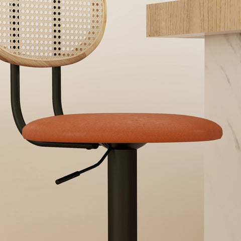 Rootz 2 Piece Set Rattan Bar Stools - Adjustable Stools - Swivel Stools - Comfort & Style - 40.5cm x 52cm x 92-113.5cm