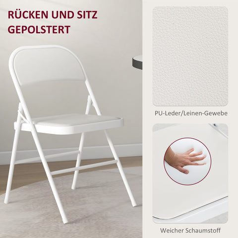 Rootz 2 Set Folding Chairs - Portable Office Chairs - Reception Seating - Synthetic Leather - Metal Legs - 45cm x 46cm x 78cm