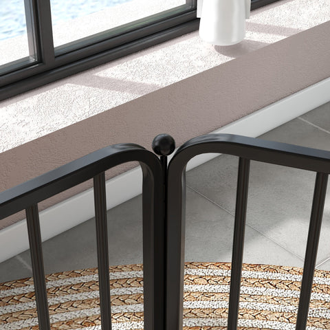 Rootz Modular Dog Gate - Pet Barrier - Puppy Enclosure - Secure Playpen - Black Steel - 164cm x 83cm x 80cm