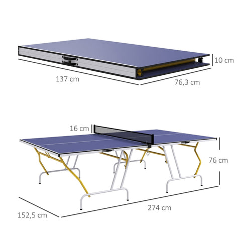 Rootz Tafeltennistafel - Pingpongtafel - Opvouwbare speeltafel - Ultracompacte opslag - Verstelbare poten - Multifunctioneel gebruik - 274 cm x 152,5 cm x 76 cm - MDF en staal
