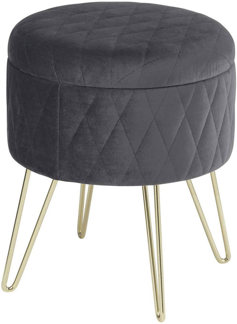 Rootz Makeup Stool - Vanity Chair - Storage Box - Velvet Seat - Easy Assembly - 31.5cm x 31.5cm x 36cm