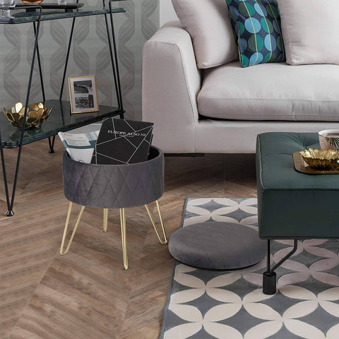 Rootz Makeup Stool - Vanity Chair - Storage Box - Velvet Seat - Easy Assembly - 31.5cm x 31.5cm x 36cm