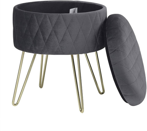 Rootz Makeup Stool - Vanity Chair - Storage Box - Velvet Seat - Easy Assembly - 31.5cm x 31.5cm x 36cm