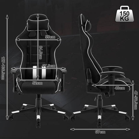 Rootz Ultimate Gaming Chair - Office Chair - Computer Chair - Ergonomic Design - Breathable Mesh - Adjustable Features - 67cm x 127-136.5cm x 67cm