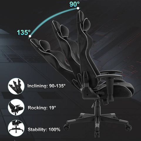 Rootz Ultimate Comfort Gaming Chair - Ergonomic Office Chair - Adjustable Desk Chair - Breathable Velvet, Sturdy Metal Frame - Supports up to 150 kg - 67cm x 127-136.5cm x 67cm