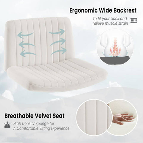 Rootz Velvet Executive Chair - Office Chair - Relaxation Chair - Enhanced Comfort - Flexible and Functional - Elegant Design - 63cm x 87.5cm x 65cm