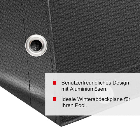 Rootz Pool Tarpaulin - Pool Cover - Protective Pool Sheet - Algae Resistant - Grey - 360cm Diameter