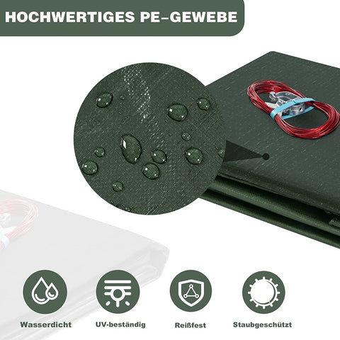 Rootz Round Pool Tarpaulin Cover - Pool Cover - Waterproof Covers - Protects Against Algae - Green ø360cm