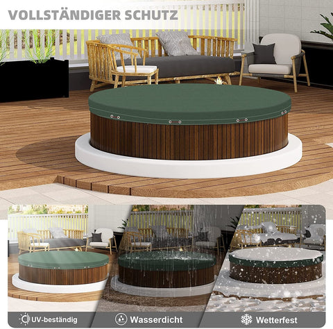 Rootz Round Pool Tarpaulin Cover - Pool Cover - Waterproof Covers - Protects Against Algae - Green ø360cm