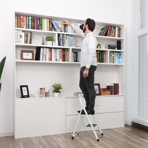 Rootz Folding Step Ladder - Stool - Tall Step Stool - 150 kg Load Capacity - 46.5cm x 90cm x 4cm