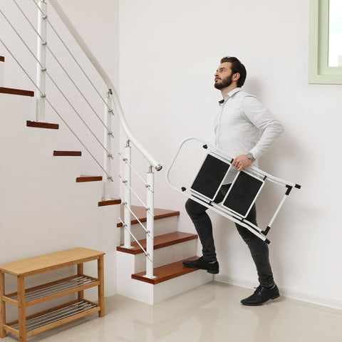 Rootz Folding Step Ladder - Stool - Tall Step Stool - 150 kg Load Capacity - 46.5cm x 90cm x 4cm