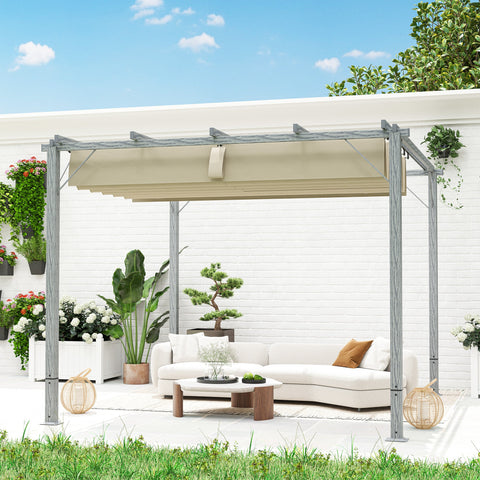 Rootz 3x3m Garden Pergola - Terrace Roof - Pavilion - UV Protection - Aluminum Frame - 299cm x 296cm x 232cm