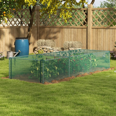Rootz Plant Protection Net - Vegetable Protection - Zip Door - Steel Frame - Green + Silver - 125x125x62.5cm