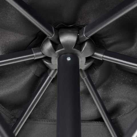 Rootz Black Hexagonal Parasol - Balcony Sunshade - Patio Umbrella - Easy Open - Ø196cm x 2.04m