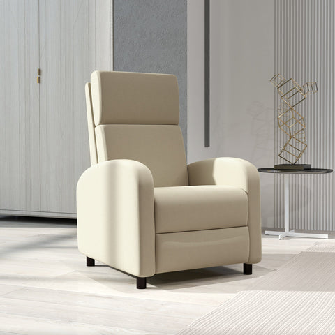 Rootz Relax Armchair - Television Chair - Recliner - Fold-Out Footrest - Linen Fabric - 64cm x 86cm x 102cm Brown