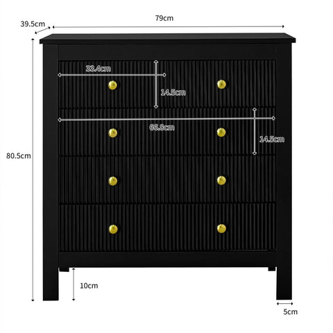Rootz Elegant Sideboard - Storage Cabinet - Drawer Unit - Luxurious Shine - 79cm x 39.5cm x 80.5cm