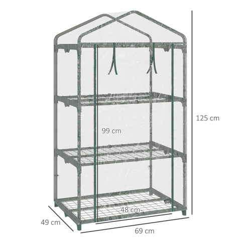 Rootz Garden Greenhouse - Balcony Greenhouse - Portable Plant Shelter - Protects Plants/Vegetables - 69 x 49 x 125 cm - Reinforced PVC, Steel Frame
