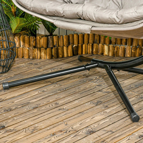 Rootz Hangstoel voor 2 Personen - Opvouwbare Zitmand - Groot Zitkussen - Zand + Zwart - 130 x 103 x 172 cm