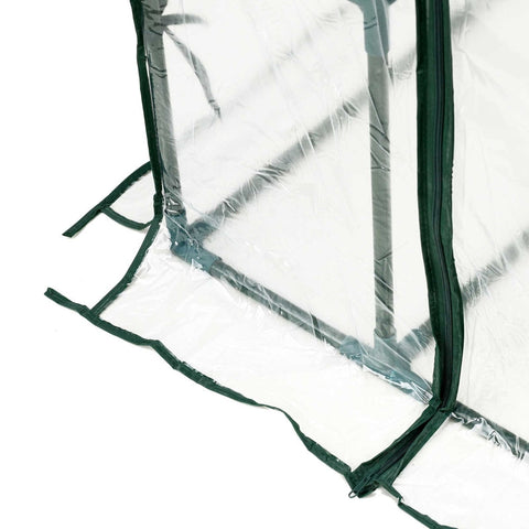 Rootz Walk-In Film Greenhouse - Garden Shed - Plant Shelter - Extend Growing Season - Convenient Shelving - Easy Access - 143cm x 73cm x 195cm - Metal, PVC