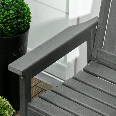 Rootz Country Style Weatherproof Garden Bench - Outdoor Seating - Rustic Park Bench - Durable Plastic - 124cm x 60cm x 87cm - Dark Gray