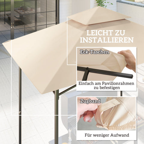 Rootz Garden Gazebo Replacement Tarpaulin - BBQ Grill Gazebo Roof - Sunshade Canopy - UPF50+ Protection - 244cm x 152cm