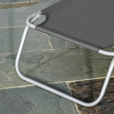 Rootz Sun Lounger - Folding Lounger - Adjustable Backrest - Rustproof - Oxford - Metal Frame - Gray - 187 x 55 x 24 Cm