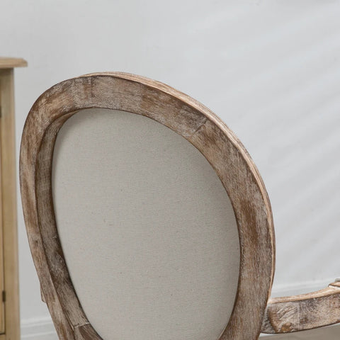 Rootz Dining Room Chair - Retro Design - Kitchen Chair With Armrests - Living Room Chair - Upholstered Chair - Cream White + Light Wood - 56 x 56 x 96 cm