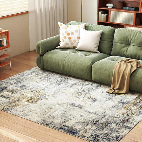 Rootz Living Room Carpet - Modern Artistic Pattern - Washable Rug - Cozy Polyester - 230cm x 160cm x 0.5cm - Grey