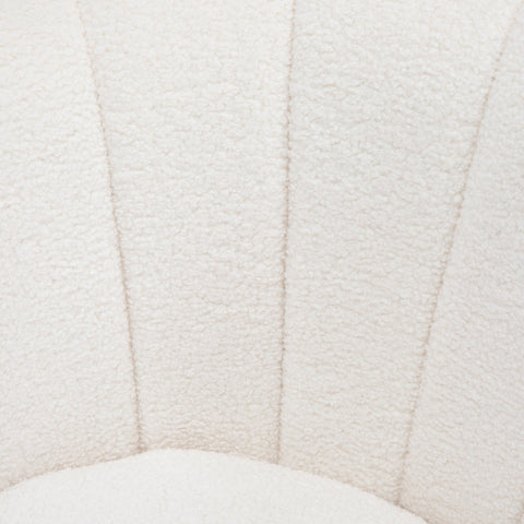 Rootz Shell Shaped Upholstered Chair - Relaxation Chair - Comfy Armchair - Gold Metal Legs - Elegant & Cozy - 79L x 77W x 77H cm - White Fabric