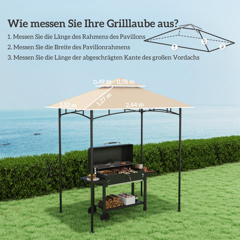 Rootz Garden Gazebo Replacement Tarpaulin - BBQ Grill Gazebo Roof - Sunshade Canopy - UPF50+ Protection - 244cm x 152cm