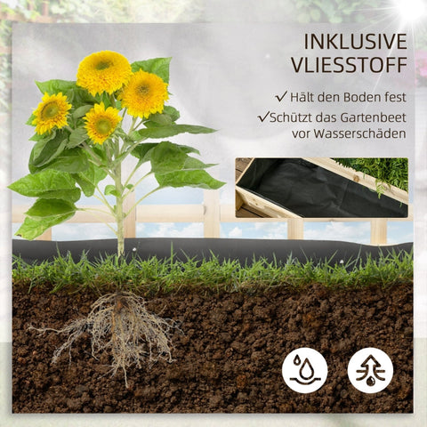 Rootz verhoogd bed met traliewerk - verhoogde tuinplanter - verticale tuin - natuurlijk houten frame - bevordert een gezonde wortelontwikkeling - 95 cm x 95 cm x 110 cm