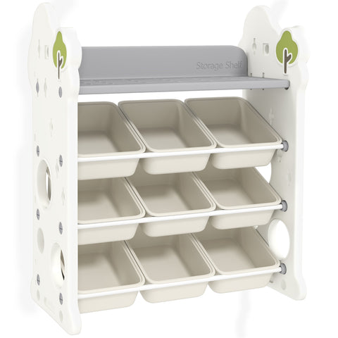 Rootz Children's 9 Bin Toy Storage Rack - Kids Organizer - Nursery Shelf - Promotes Organizational Skills - 77L x 42W x 94H cm