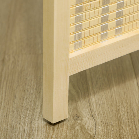 Rootz 4-Piece Room Divider - Privacy Screen - Foldable Partition - Natural Bamboo - 180cm x 180cm - Easy Storage for Living Room, Bedroom