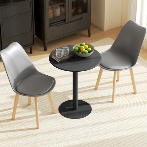 Rootz Round Dining Table - Bistro Table - Outdoor Table - Durable Steel - Ø60cm x 72cm - Black
