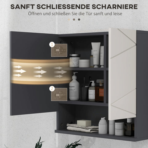 Rootz Bathroom Cabinet - Mirror Door - Adjustable Shelves - Resilient Up to 15 kg - 55cm x 17cm x 55cm - White