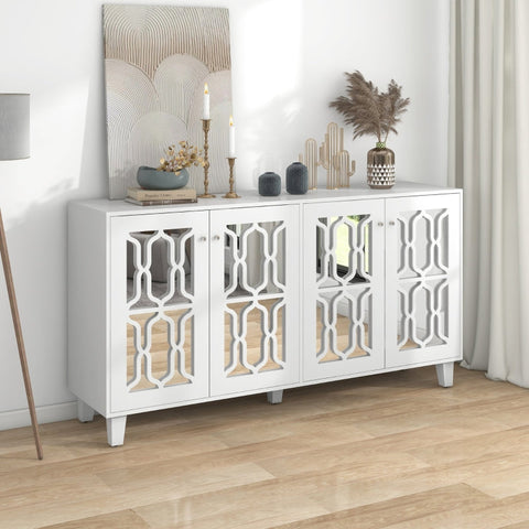 Rootz Mirrored Sideboard - Buffet Cabinet - Storage Cupboard - Elegant Design - 160L x 40W x 84H cm
